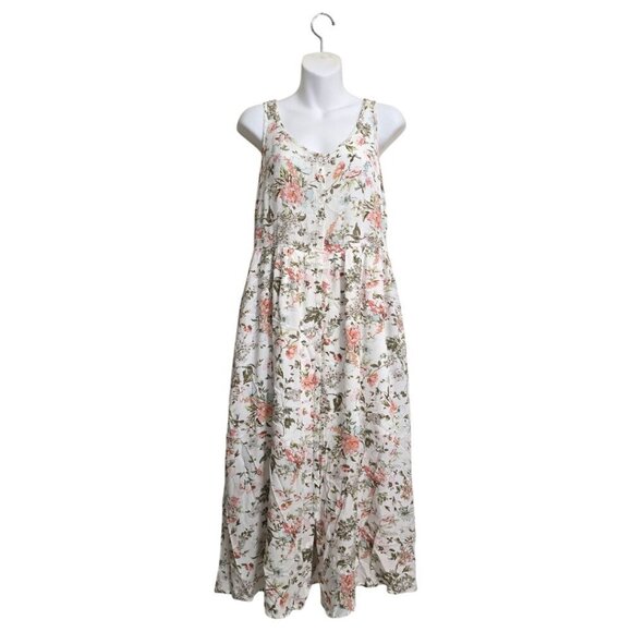 Frye Floral Easy Button Front Midi Dress Sz S - Picture 2 of 9